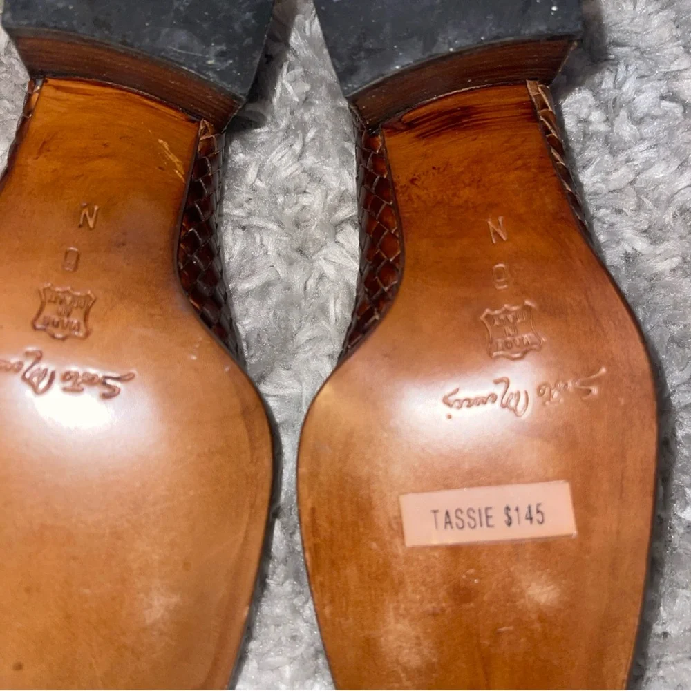 Sesto Meucci Of Florence Brown woven Tassie loafer Size 6N Shoes - Picture 6 of 8